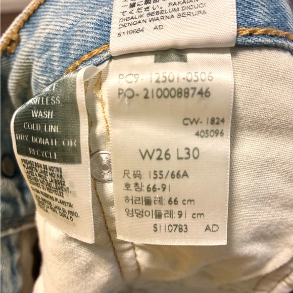 Levi's 501s Women’s Light Blue Distressed Straight Leg Jeans Size W26 L30 - Picture 3 of 11